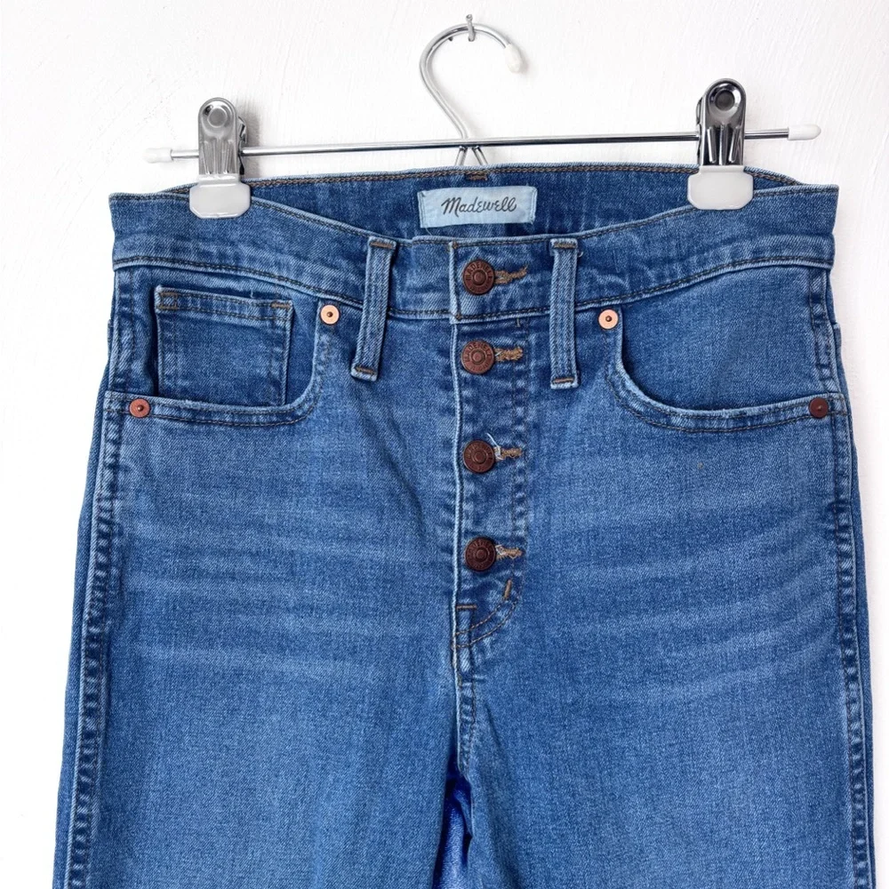 Madewell Petite 10” High-Rise Skinny Jeans Button Front Tencel Denim Size 28P